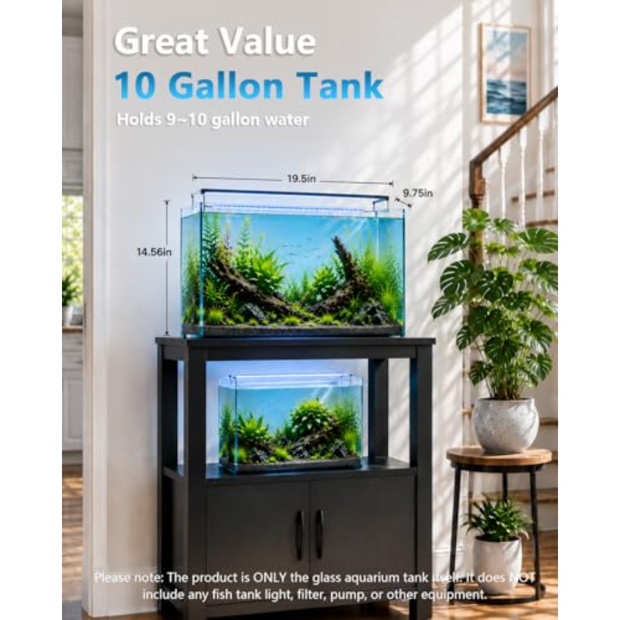 10 Gallon Glass Fish Tank Open - Planted Aquarium Bowl recension och pris