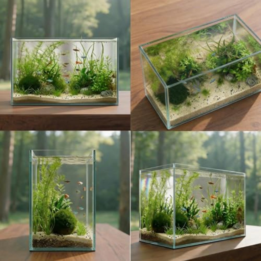 Glass Fish Tank Open-Back Lid  - Planted Aquarium Bowl recension och pris