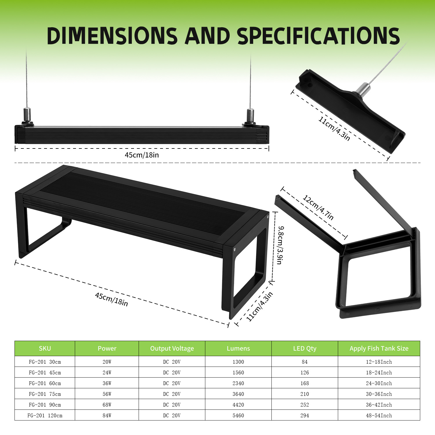 18-24 inch Aquarium 24/7 Full  - Planted Aquarium Hanging Light recension och pris