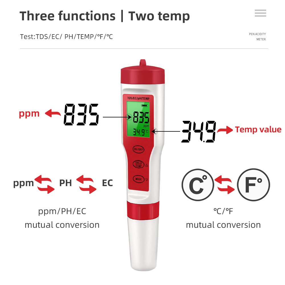 PH Meter Waterproof PH/TDS/EC/ - Planted Aquarium Test Kit recension och pris